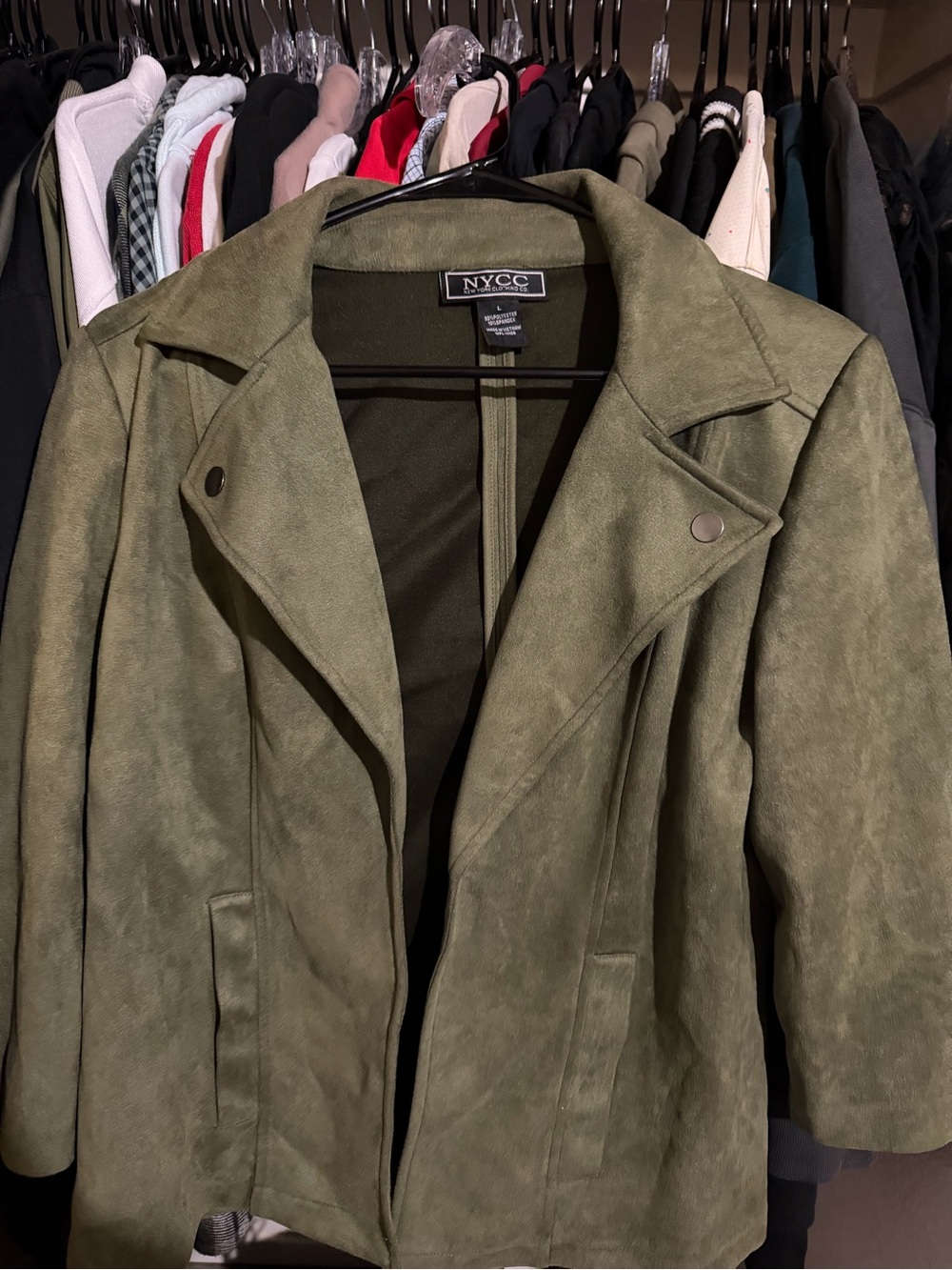 NYC Olive Green Suede Moto Jacket for Women